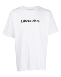 Мужская бело-черная футболка с круглым вырезом с принтом от Liberaiders