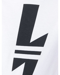 Женская бело-черная футболка с круглым вырезом с принтом от Neil Barrett