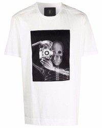 Мужская бело-черная футболка с круглым вырезом с принтом от Limitato