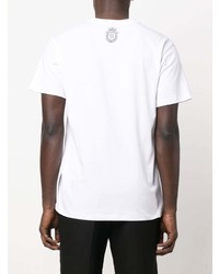 Мужская бело-черная футболка с круглым вырезом с принтом от Billionaire