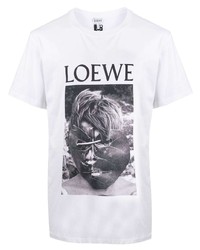 Мужская бело-черная футболка с круглым вырезом с принтом от Loewe