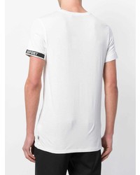 Мужская бело-черная футболка с круглым вырезом с принтом от Plein Sport