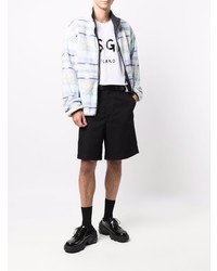 Мужская бело-черная футболка с круглым вырезом с принтом от MSGM