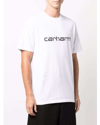 Мужская бело-черная футболка с круглым вырезом с принтом от Carhartt WIP