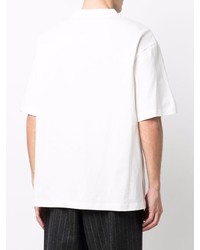 Мужская бело-черная футболка с круглым вырезом с принтом от Feng Chen Wang