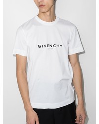 Мужская бело-черная футболка с круглым вырезом с принтом от Givenchy