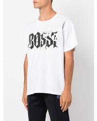 Мужская бело-черная футболка с круглым вырезом с принтом от Bossi Sportswear