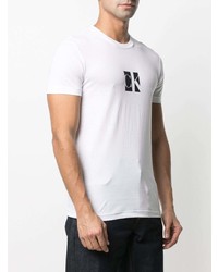Мужская бело-черная футболка с круглым вырезом с принтом от Calvin Klein Jeans