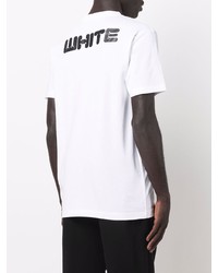 Мужская бело-черная футболка с круглым вырезом с принтом от Off-White