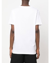 Мужская бело-черная футболка с круглым вырезом с принтом от Camila Klein