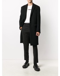 Мужская бело-черная футболка с круглым вырезом с принтом от Dolce & Gabbana