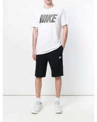 Мужская бело-черная футболка с круглым вырезом с принтом от Nike
