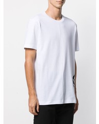 Мужская бело-черная футболка с круглым вырезом с принтом от Dirk Bikkembergs