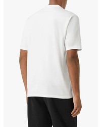 Мужская бело-черная футболка с круглым вырезом с принтом от Burberry
