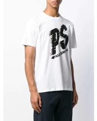 Мужская бело-черная футболка с круглым вырезом с принтом от PS Paul Smith