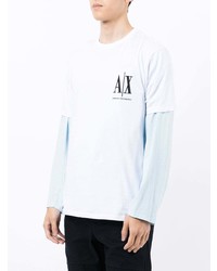 Мужская бело-черная футболка с круглым вырезом с принтом от Armani Exchange