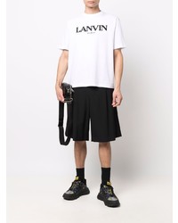 Мужская бело-черная футболка с круглым вырезом с принтом от Lanvin
