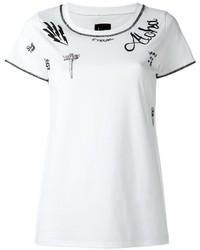 Женская бело-черная футболка с круглым вырезом с принтом от Loha Vete