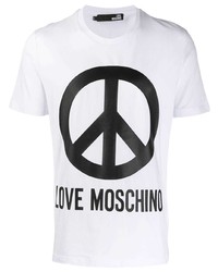 Мужская бело-черная футболка с круглым вырезом с принтом от Love Moschino