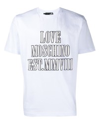 Мужская бело-черная футболка с круглым вырезом с принтом от Love Moschino