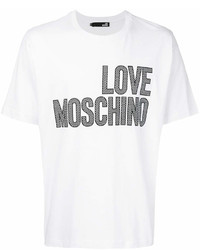 Мужская бело-черная футболка с круглым вырезом с принтом от Love Moschino