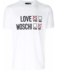 Мужская бело-черная футболка с круглым вырезом с принтом от Love Moschino