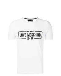 Мужская бело-черная футболка с круглым вырезом с принтом от Love Moschino