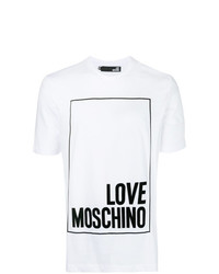 Мужская бело-черная футболка с круглым вырезом с принтом от Love Moschino