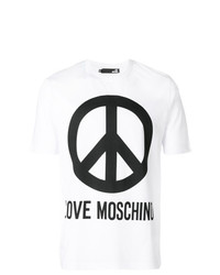 Мужская бело-черная футболка с круглым вырезом с принтом от Love Moschino