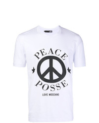 Мужская бело-черная футболка с круглым вырезом с принтом от Love Moschino