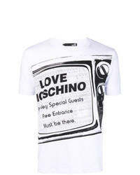 Мужская бело-черная футболка с круглым вырезом с принтом от Love Moschino