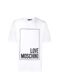 Мужская бело-черная футболка с круглым вырезом с принтом от Love Moschino