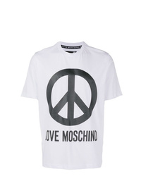 Мужская бело-черная футболка с круглым вырезом с принтом от Love Moschino