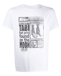 Мужская бело-черная футболка с круглым вырезом с принтом от Maison Margiela