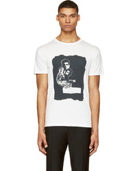 Мужская бело-черная футболка с круглым вырезом с принтом от Marc by Marc Jacobs
