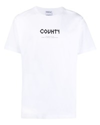Мужская бело-черная футболка с круглым вырезом с принтом от Marcelo Burlon County of Milan