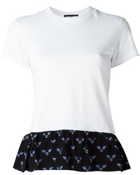 Женская бело-черная футболка с круглым вырезом с принтом от Markus Lupfer