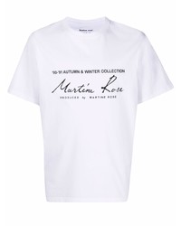 Мужская бело-черная футболка с круглым вырезом с принтом от Martine Rose