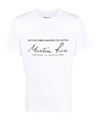 Мужская бело-черная футболка с круглым вырезом с принтом от Martine Rose
