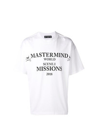 Мужская бело-черная футболка с круглым вырезом с принтом от Mastermind World