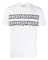 Мужская бело-черная футболка с круглым вырезом с принтом от McQ Alexander McQueen