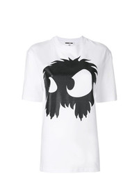 Женская бело-черная футболка с круглым вырезом с принтом от McQ Alexander McQueen