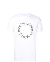 Мужская бело-черная футболка с круглым вырезом с принтом от McQ Alexander McQueen