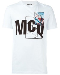 Мужская бело-черная футболка с круглым вырезом с принтом от McQ by Alexander McQueen