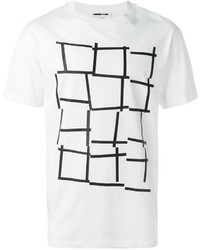 Мужская бело-черная футболка с круглым вырезом с принтом от McQ by Alexander McQueen