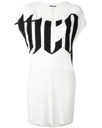 Женская бело-черная футболка с круглым вырезом с принтом от MCQ