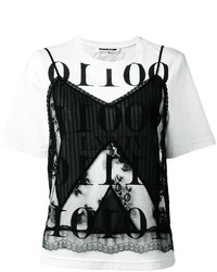 Женская бело-черная футболка с круглым вырезом с принтом от MCQ