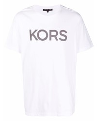 Мужская бело-черная футболка с круглым вырезом с принтом от Michael Kors