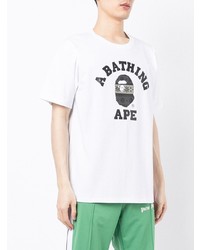 Мужская бело-черная футболка с круглым вырезом с принтом от A Bathing Ape