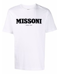 Мужская бело-черная футболка с круглым вырезом с принтом от Missoni